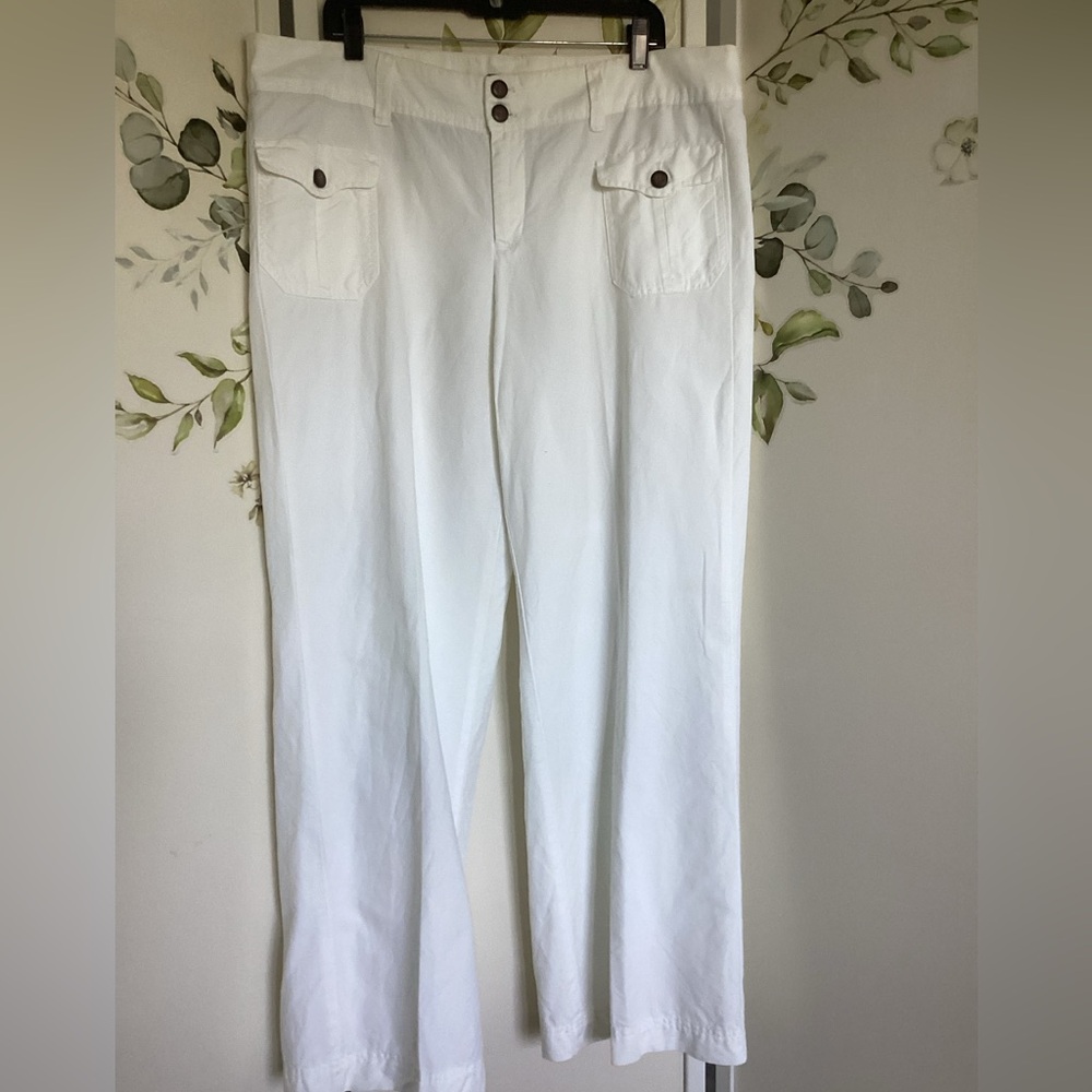 GAP Wide Leg trousers linen blend pants 18 EUC white